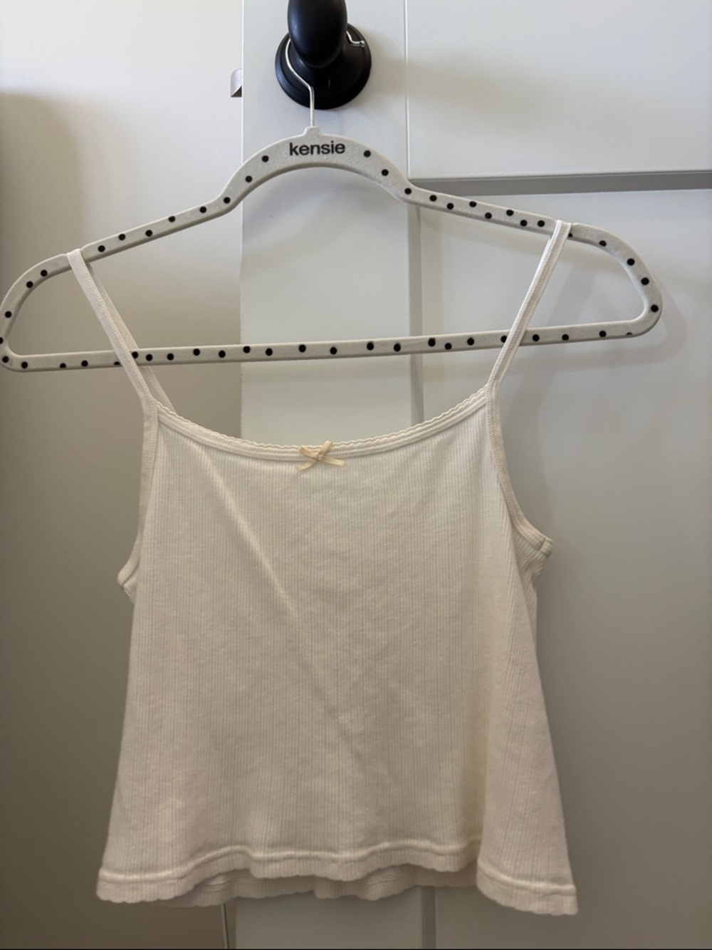 Brandy Melville Cream Ribbed Spaghetti Strap Cami